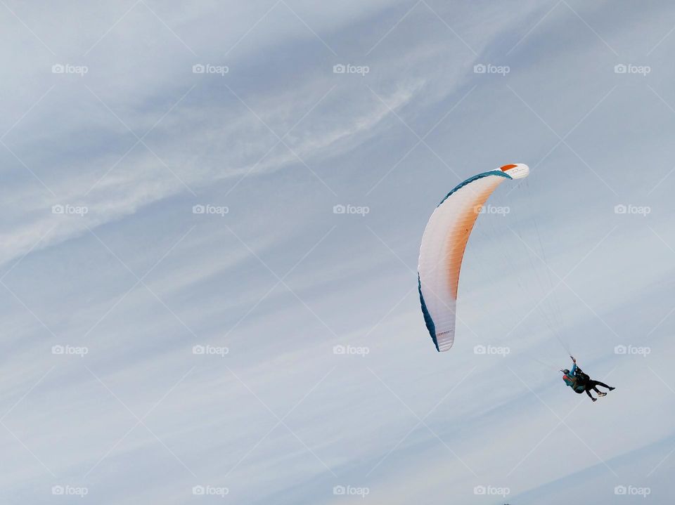 Paragliding in the sky.