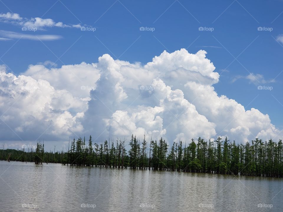 beautiful clouds over the lake