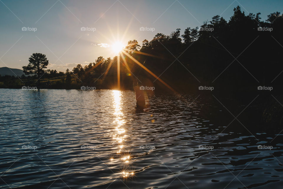 Golden hour time at the lake