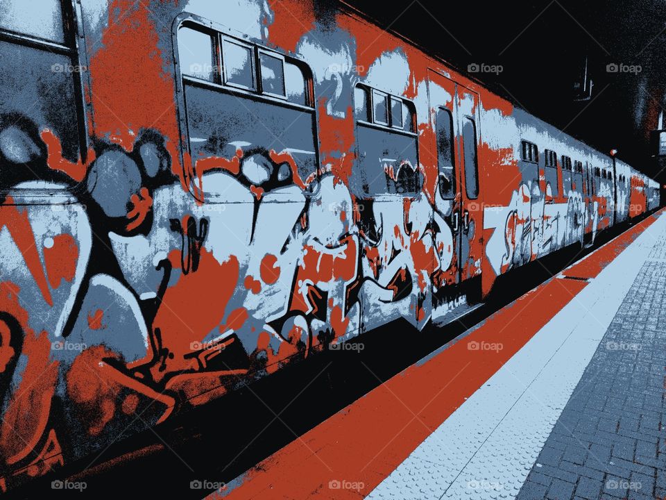 Graffiti, Train, Street, Railway, Transportation System