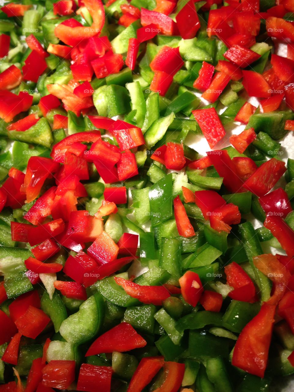 Red and green chopped peppers