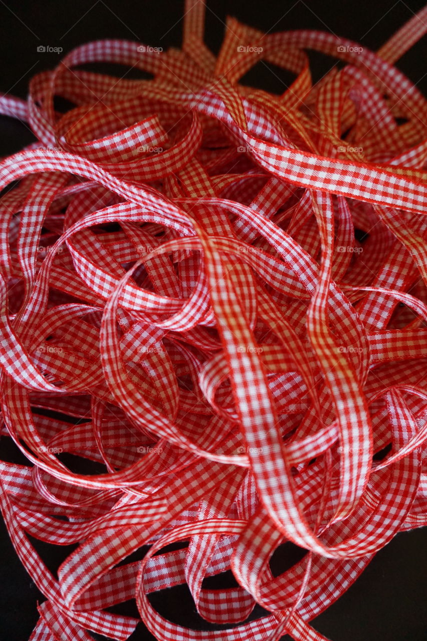 Ribbon Pile. After cutting 150 pieces of 18-inch ribbons, this was my coffee table.