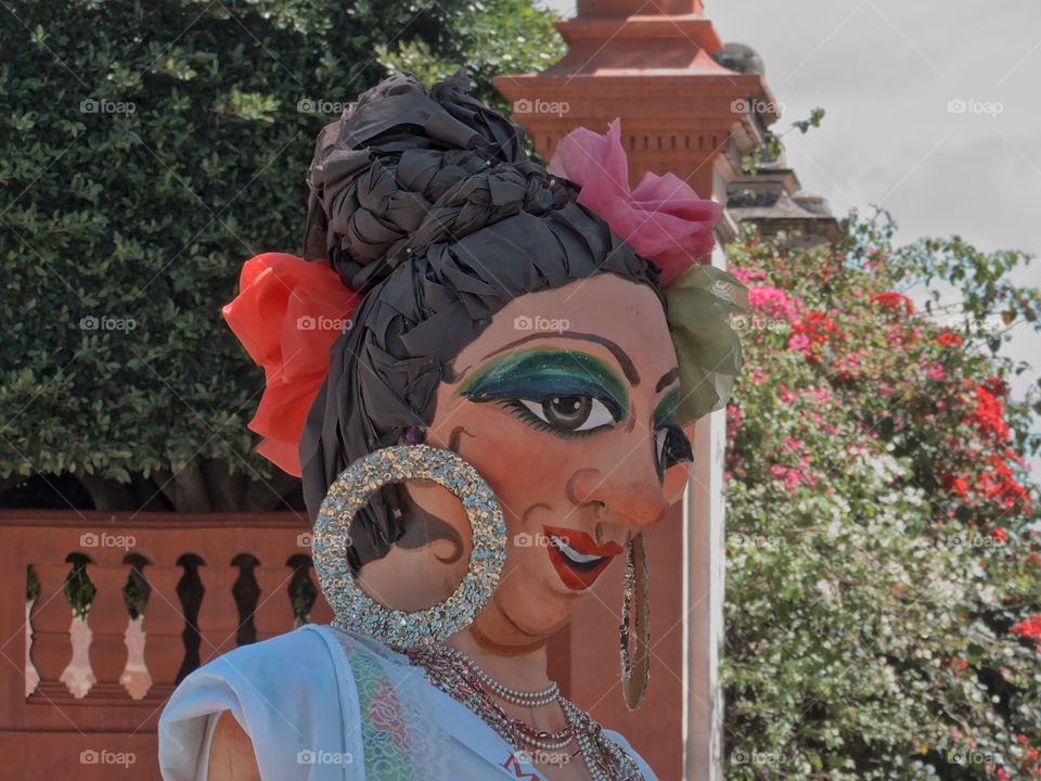 Mojiganga posing in the town square of San Miguel de Allende, Guanajuato, Mexico