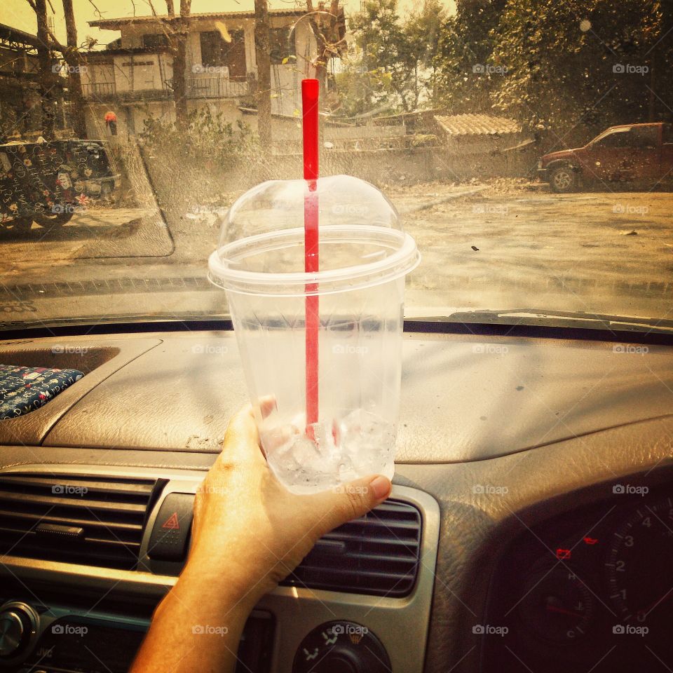Drink cold water while driving to cool off