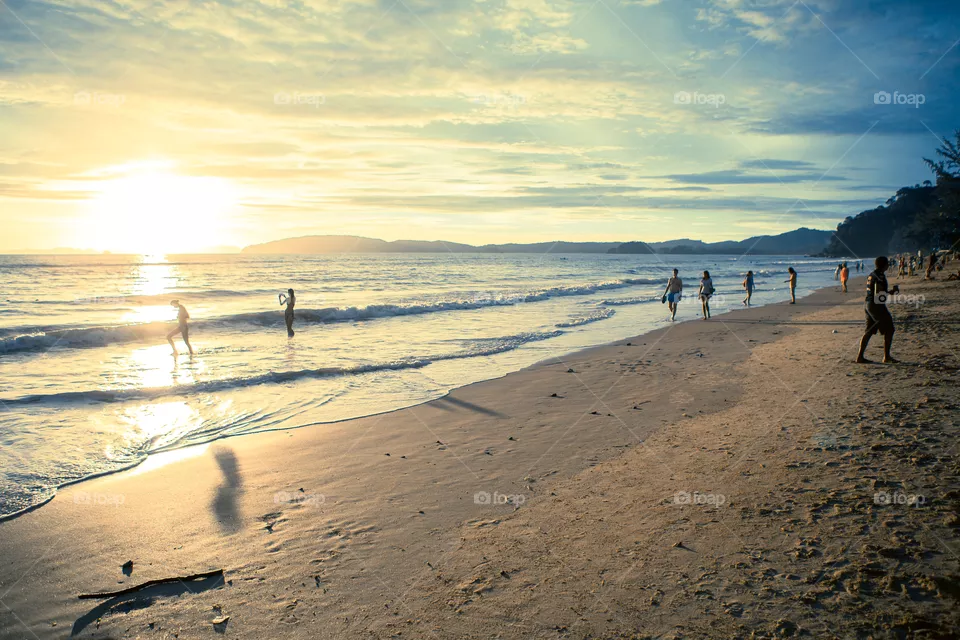 Beach, Sunset, Sea, Water, Sand