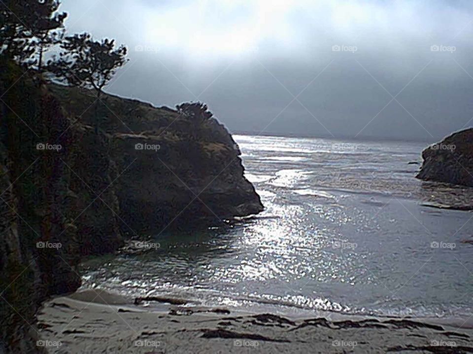 Cliff image at sunset