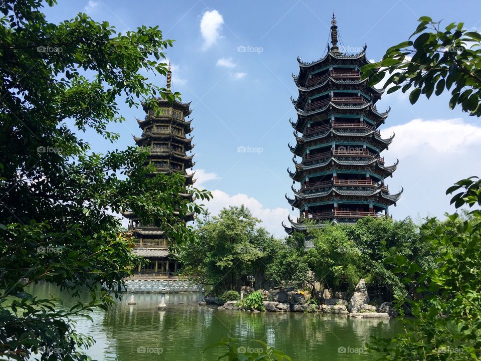 
Sun and moon pagoda in Guilin, China