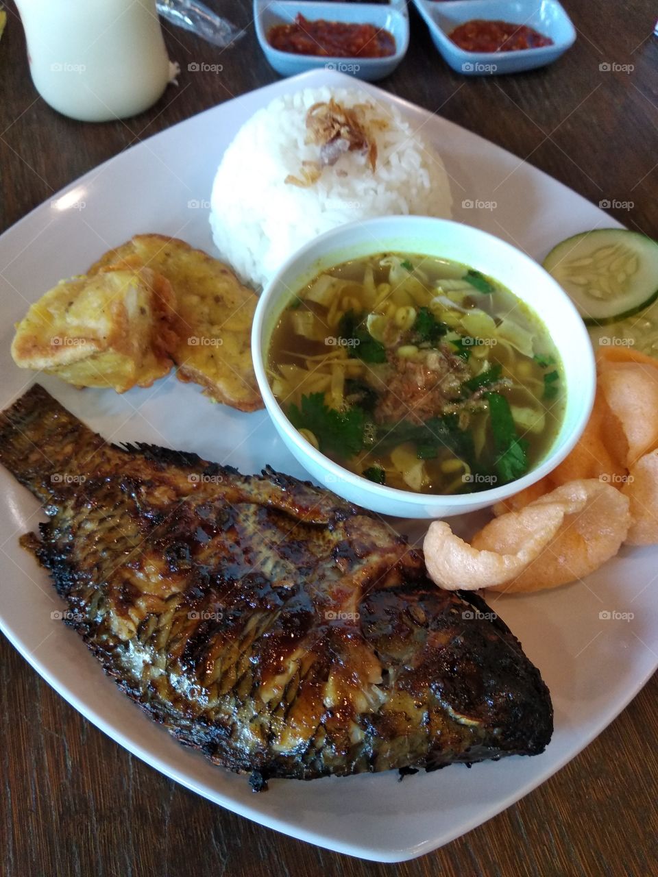 Indonesian Traditional Food ("Nasi Ikan Nila Bakar") Yummy..