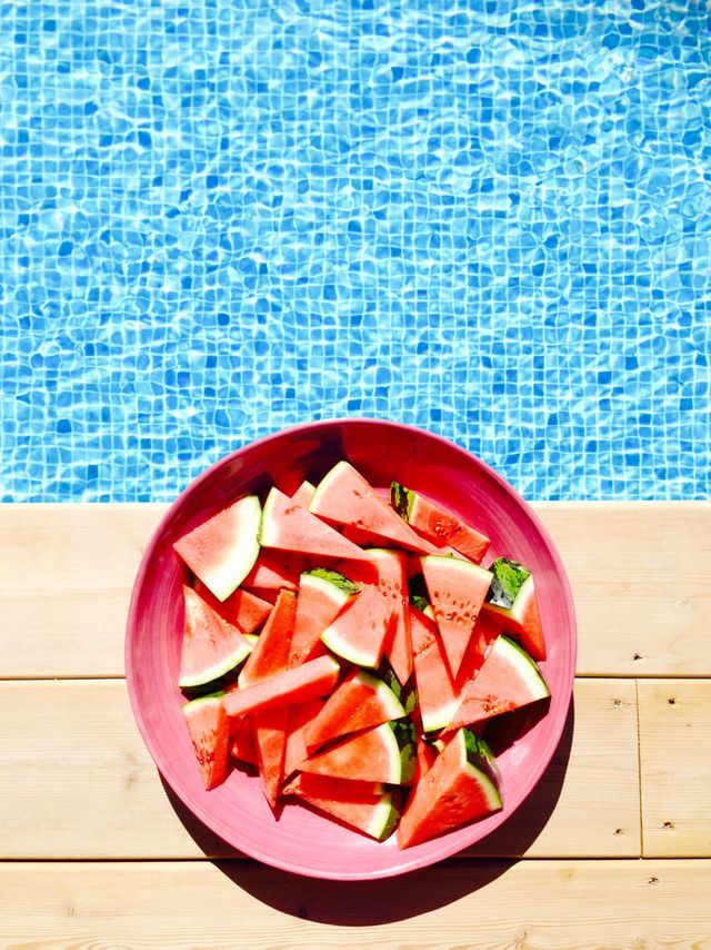 Pool day with watermelon. Picture taken in Stockholm, Sweden m