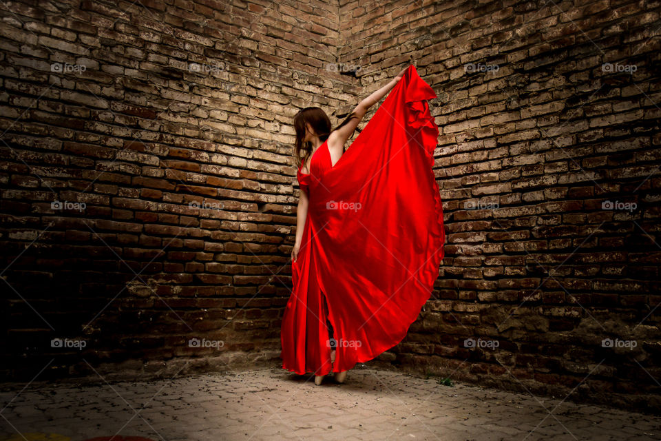 red dancer in the wall. beautyfull red color