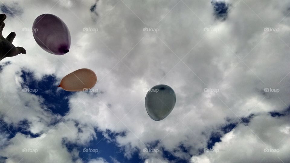 balloons. balloons on cloudy day