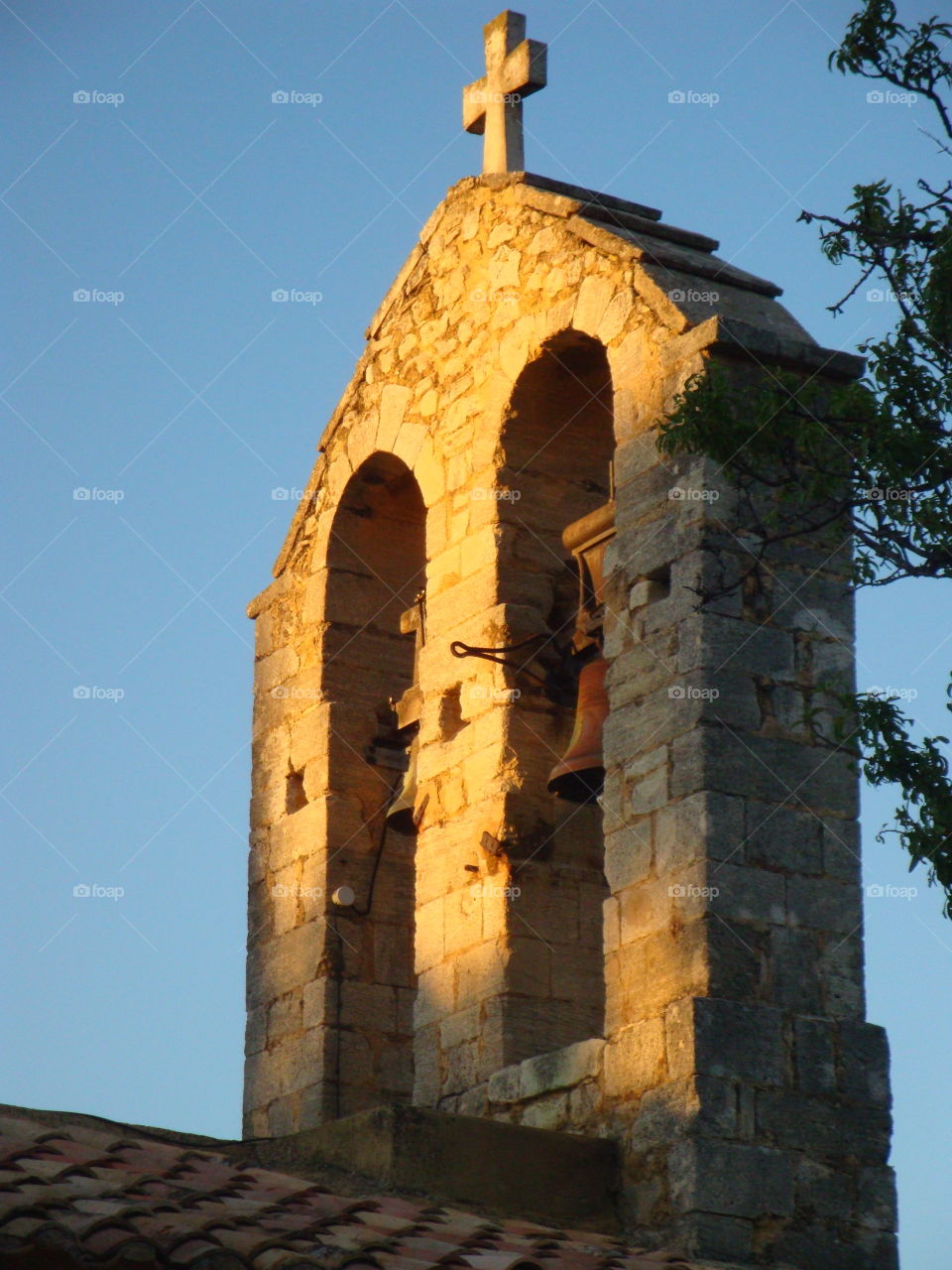 Sunlit bell tower in Provence 