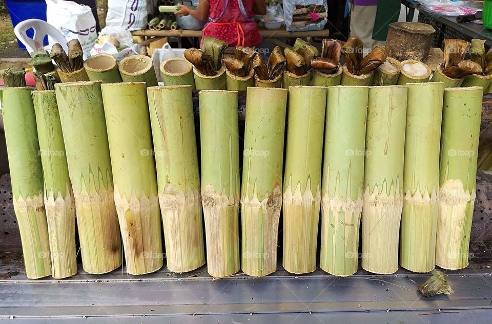 lush. rice rosted in bamboo joints.