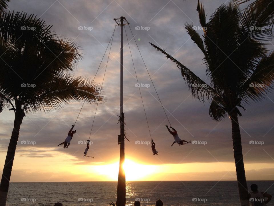 Puerto Vallarta Voladores early launch at sunset
