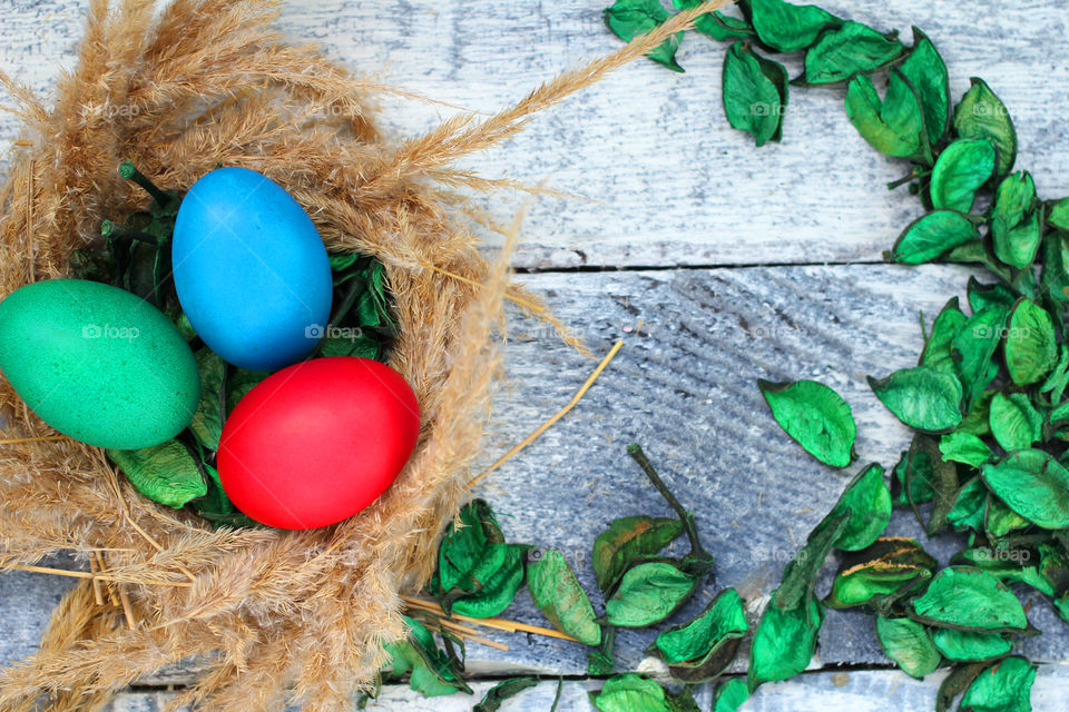 Catholic Easter Sunday, Orthodox Easter Sunday, chicken egg, colored egg, red, blue, green, bird's nest, nest, holiday, Catholic holiday, Orthodox holiday, holy holiday, holy Sunday, faith, church, temple, Sunday , Christ day, bright Sunday, Christ Sunday, Jesus Christ, God, faith in God, service, congratulations, postcard, abstraction, background, paint, brushes, drawing, congratulations with Easter, spring, egg, Easter
