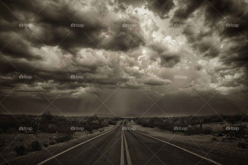 Lonely Road and a Thunderstorm 