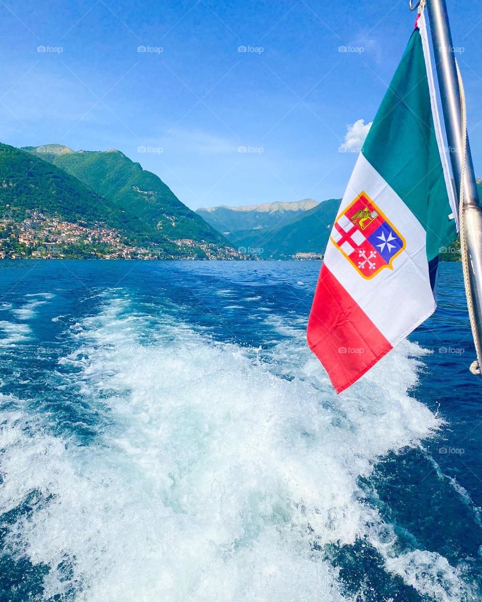 Italian Flag in Lake Como