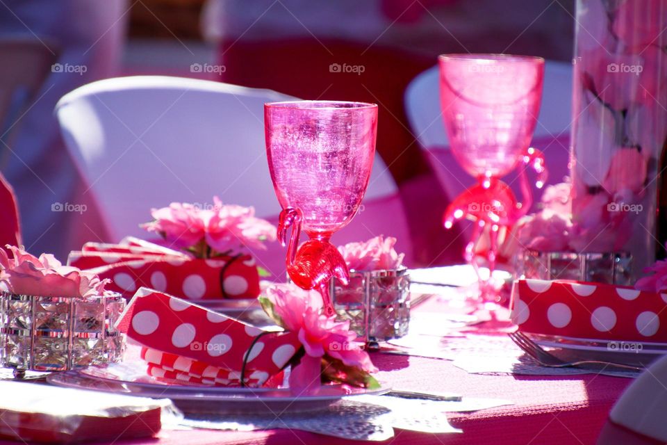 Details of a Barbie style table set up