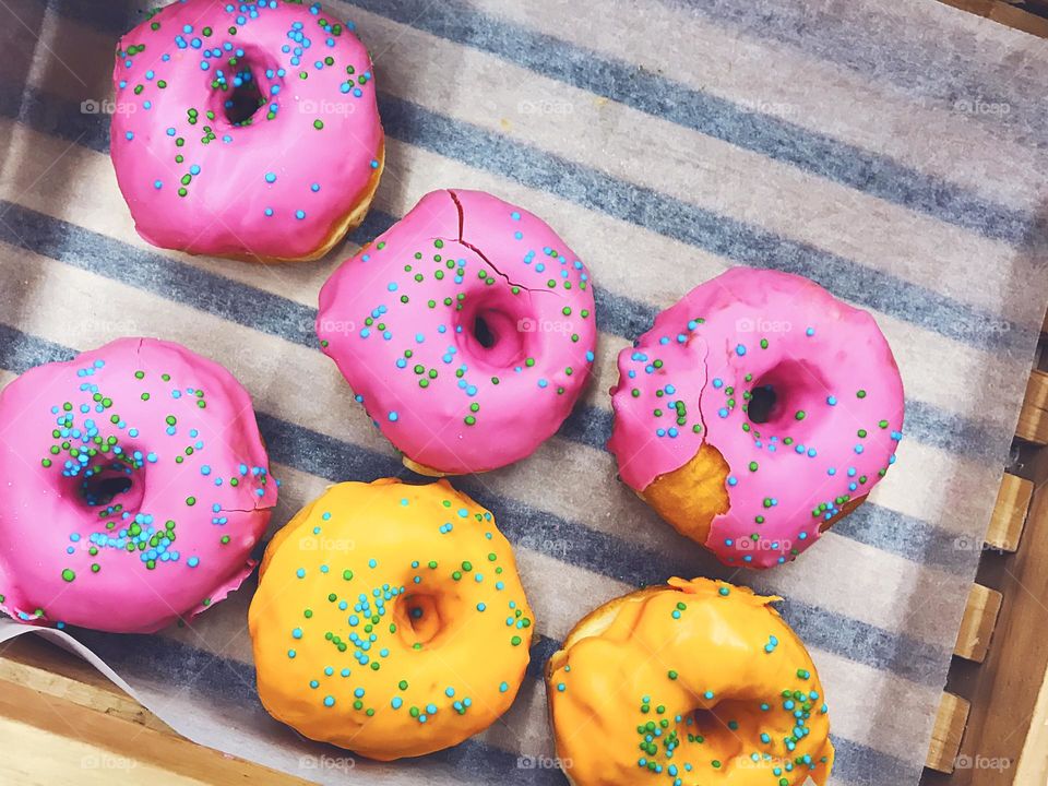 Pink yellow donuts 