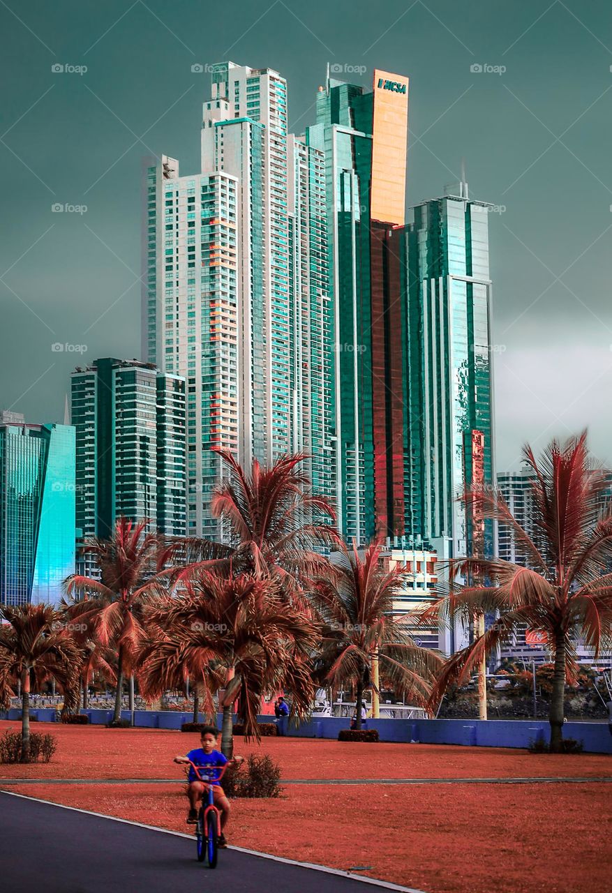 Panama City, El Centro - Panama has a comparable number of sky scrapers as Miami, but many fewer hurricanes!