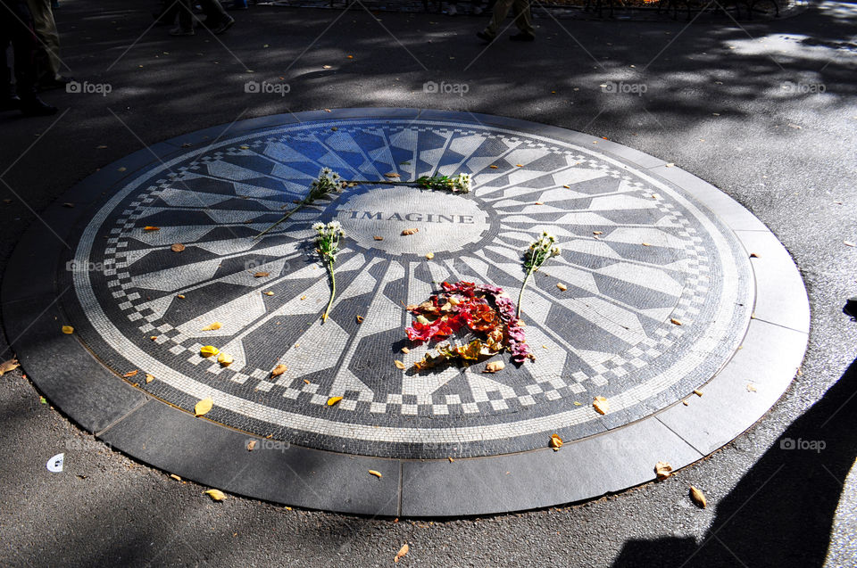 Imagine. Tribute to John Lennon at Strawberry Fields in Central Park, NYC