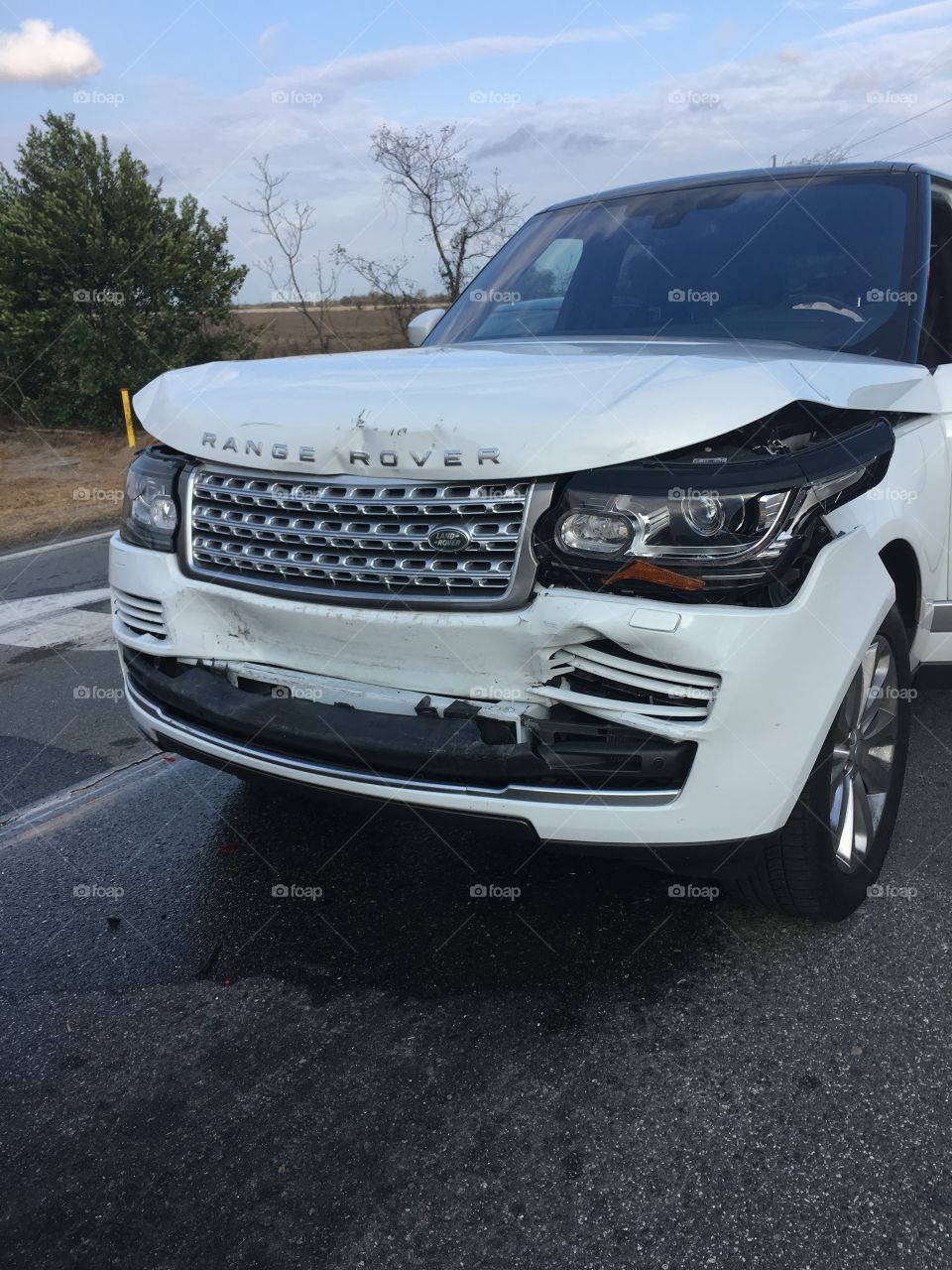Car crash on the road Land Rover 