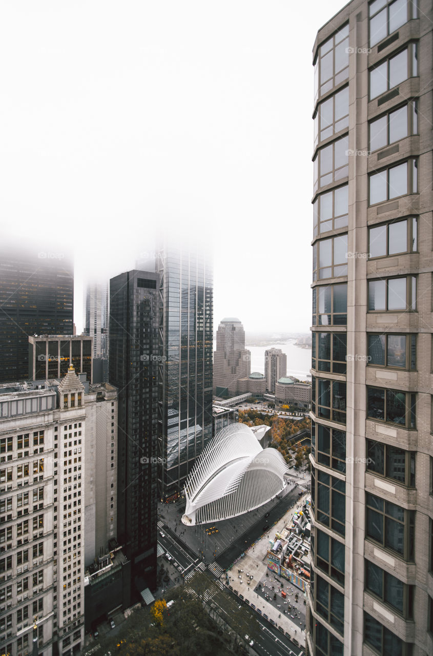 Foggy Overview Of NYC’s Oculus Mall