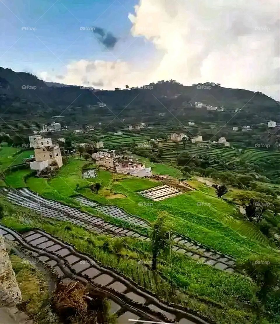 Glory be to God, the magnificent and picturesque view and the natural green trees are a view that is nothing more wonderful than it