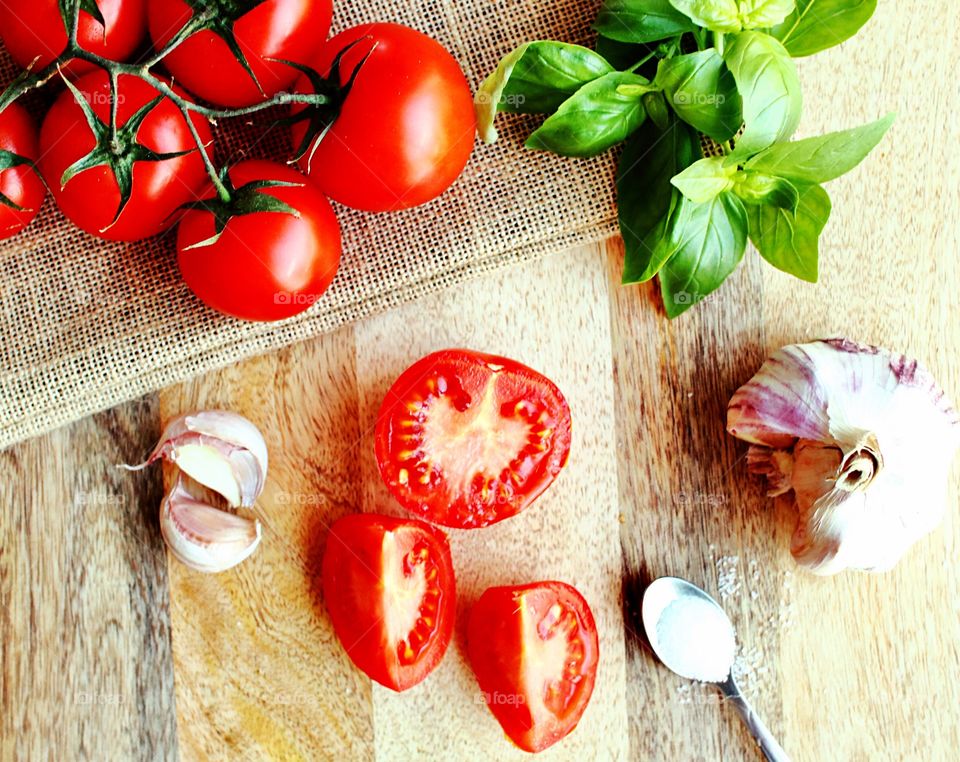 Food, Healthy, Tomato, Wooden, Vegetable