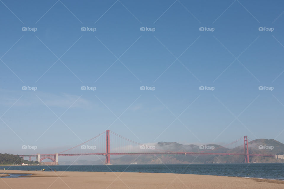 Famous Golden gate Bridge in San Francisco, wide angle