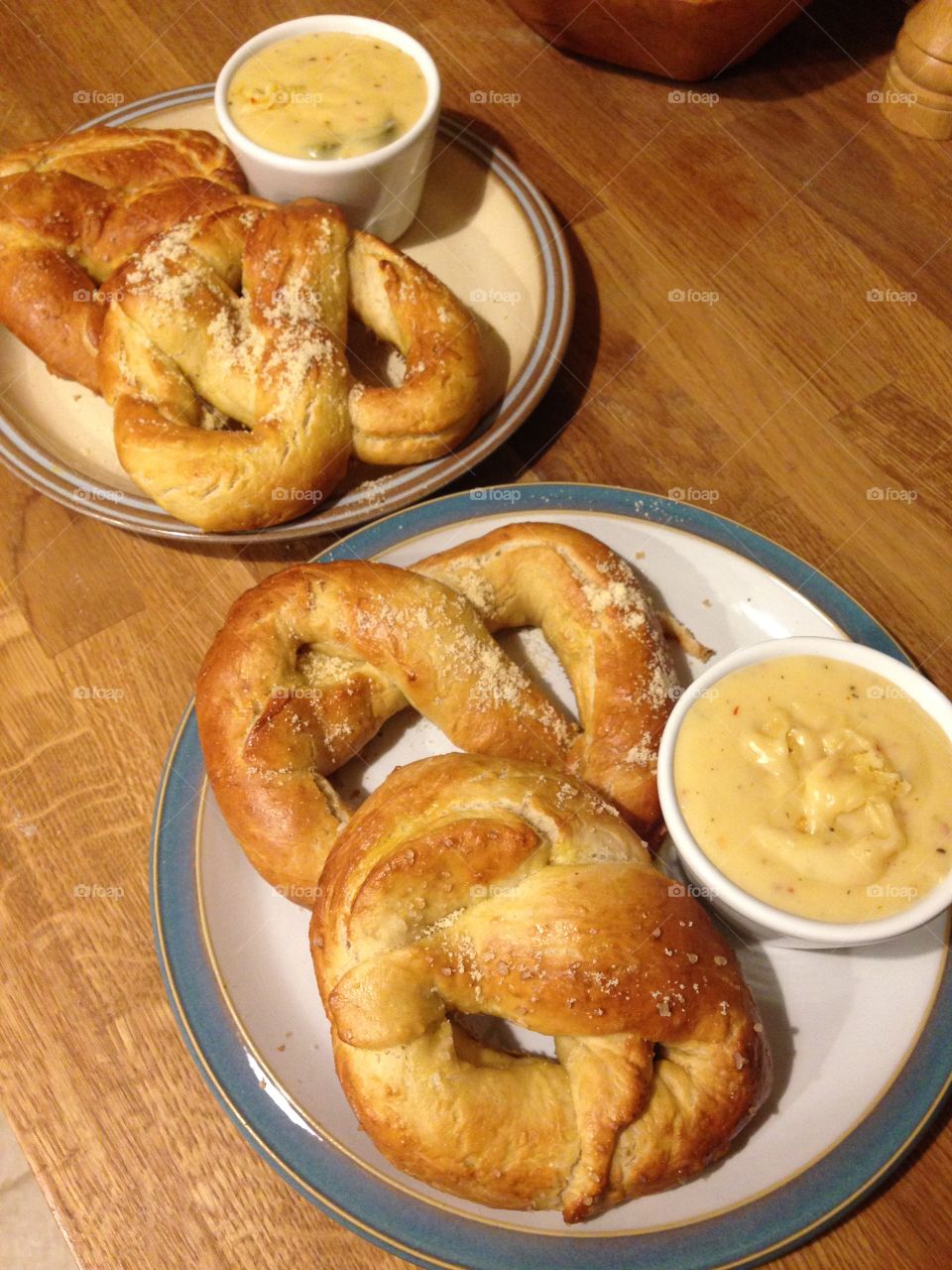 Home made pretzels and cheese dip