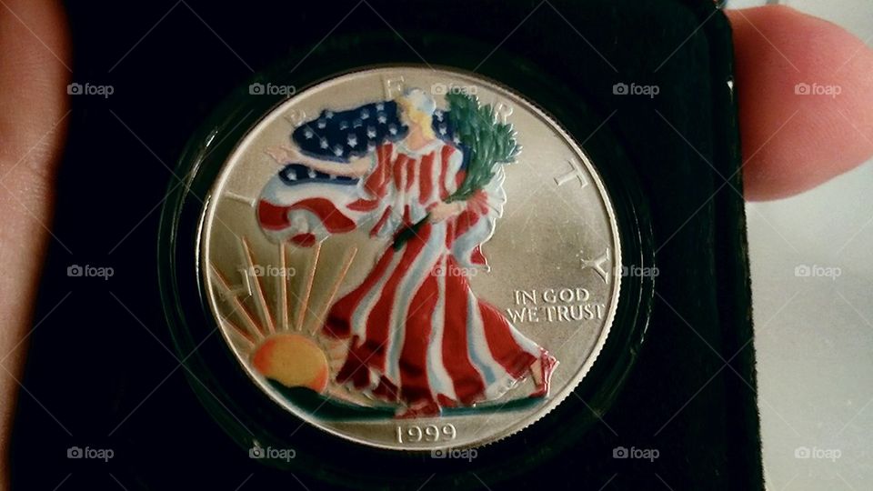 1999 Painted Walking Liberty Silver Dollar