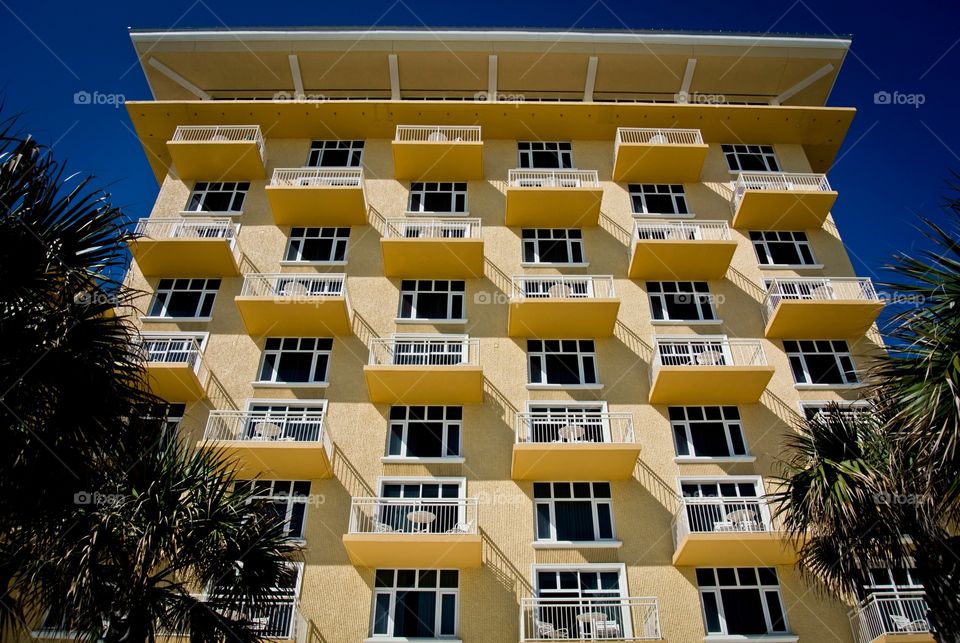 Symmetrical hotel balcony in Daytona Beach 