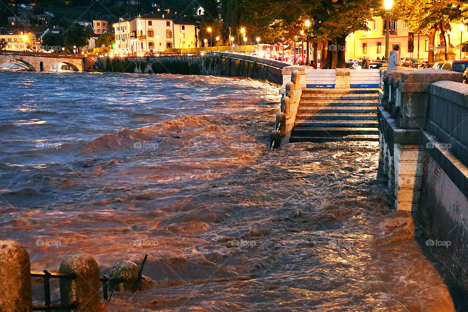 River Adige overflow in Verona, Italy (10/30/2018)