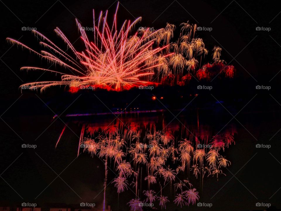 Fireworks in Indiana over the lake
