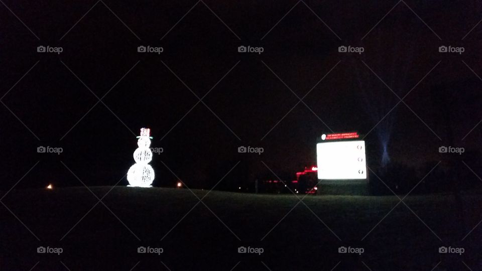 snowman with casino spotlights