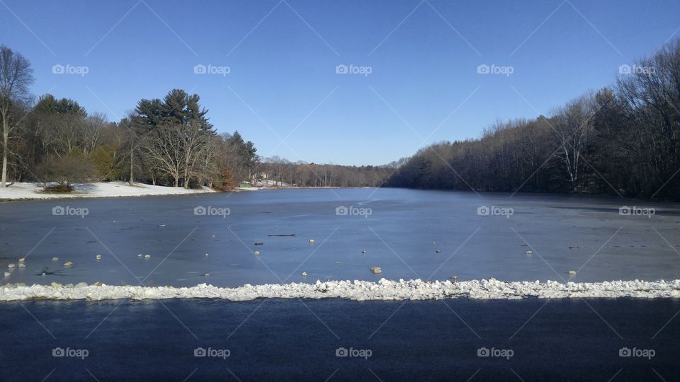 New England pond in winter