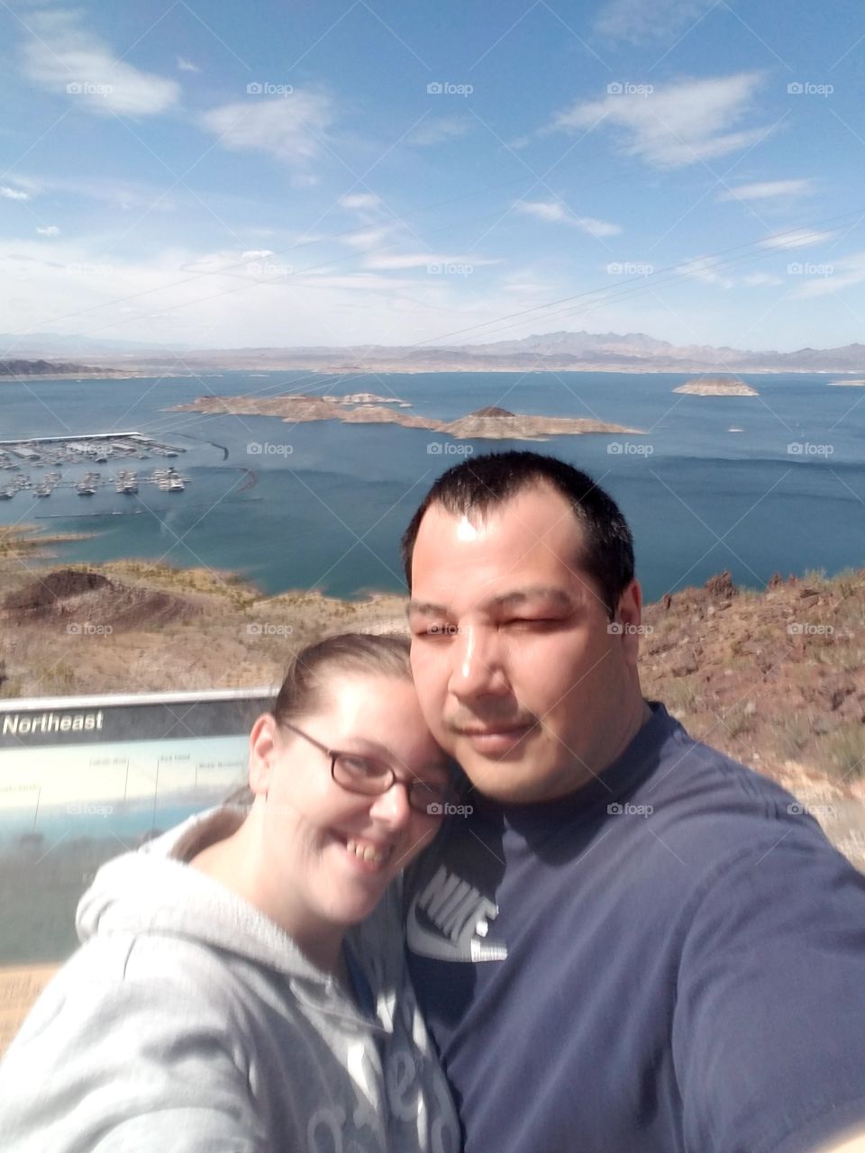 Sun in our Eyes at Lake Mead