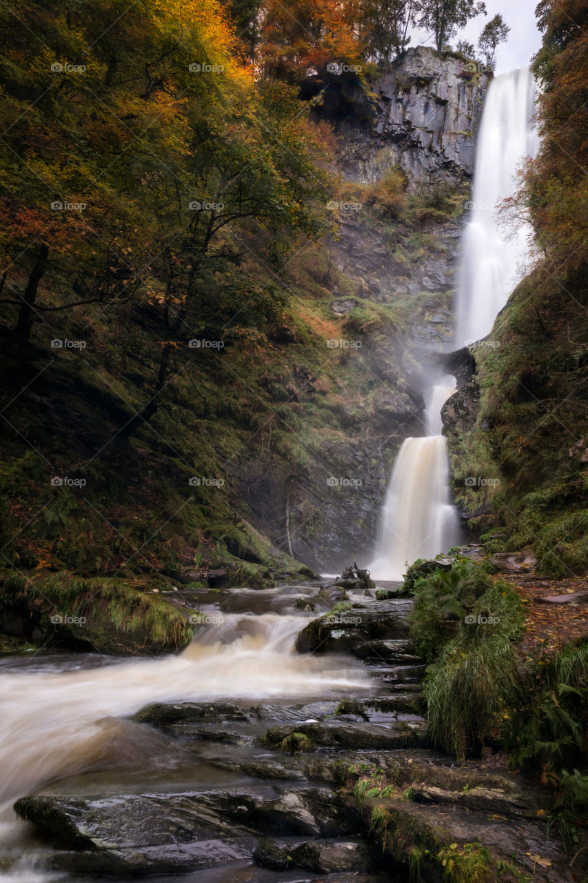 Long exposure. Autumn. Waterfall.