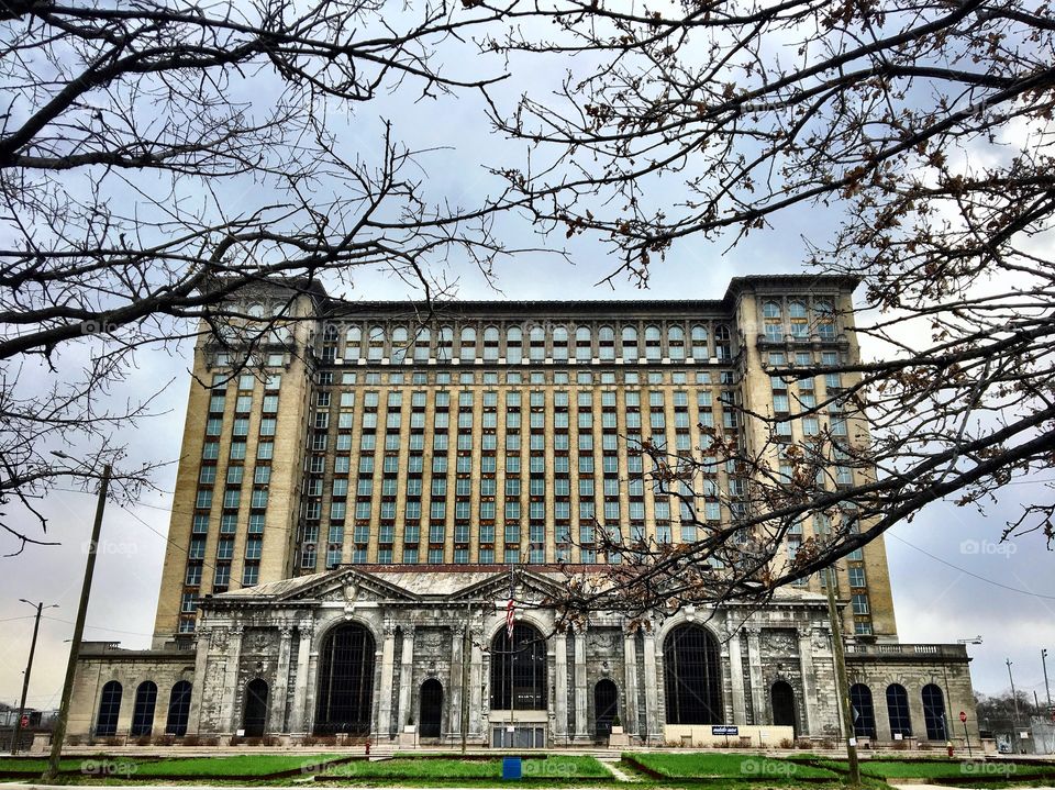 The abandoned Michigan Central Station of Detroit, Michigan