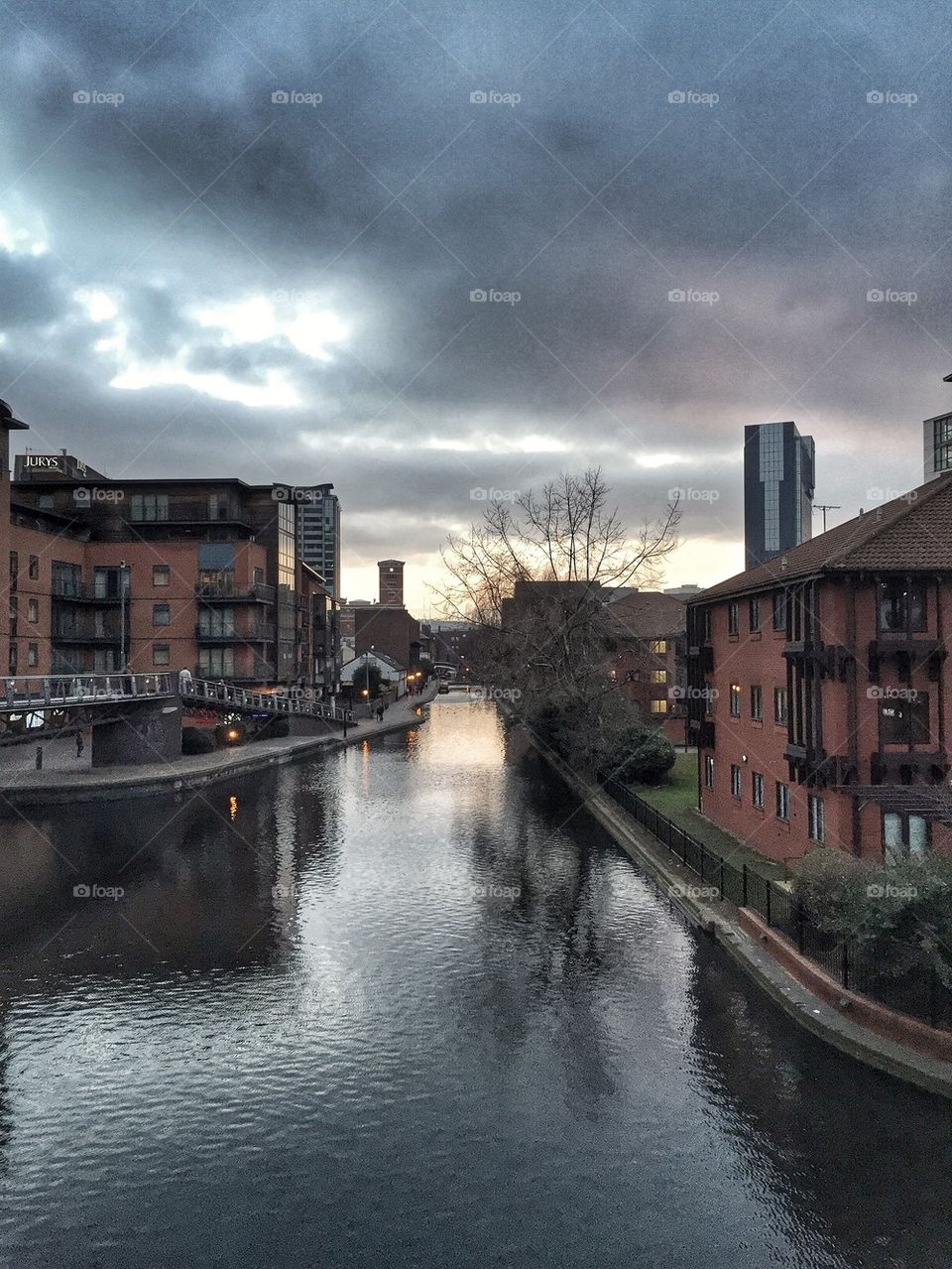 Canal passing through city