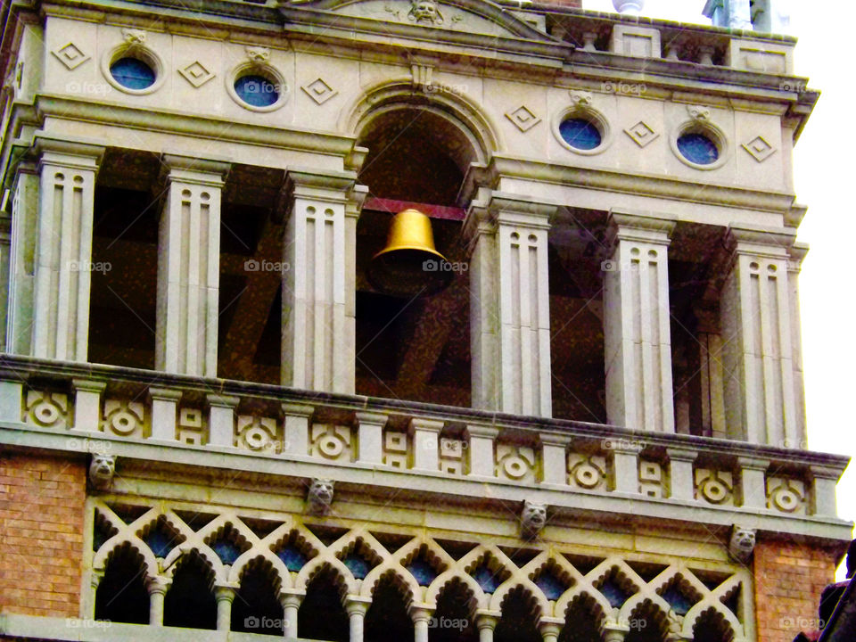 Bell Tower on Country Club Plaza in Kansas City. This bell tower is one of the first things you'll see when visiting the Country Club Plaza in Kansas City. I added a grunge effect to give it a ancient look.