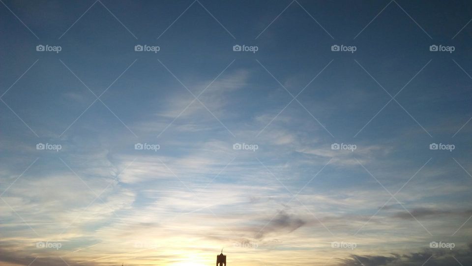 tower mosque embracing magic sky.