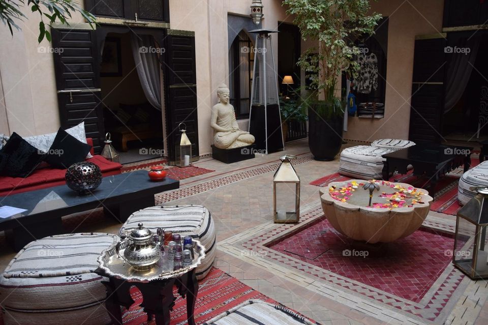 Beautiful patio in Riad Ba Sidi in the center of Marrakech 