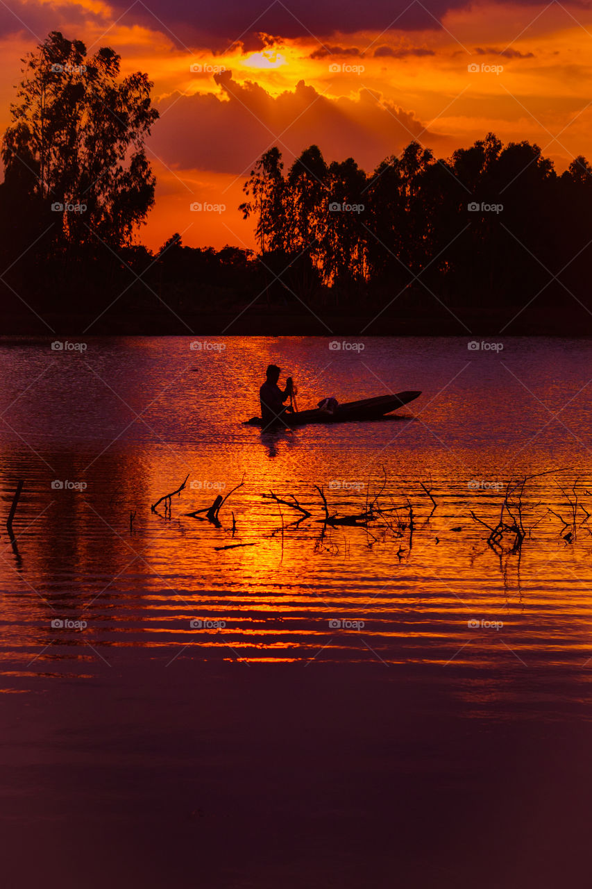 Reflection of water at sunset