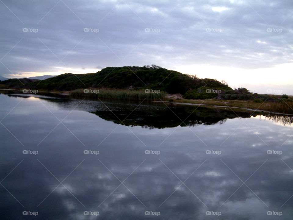 Evening Reflections- Mountain Reflecting in water