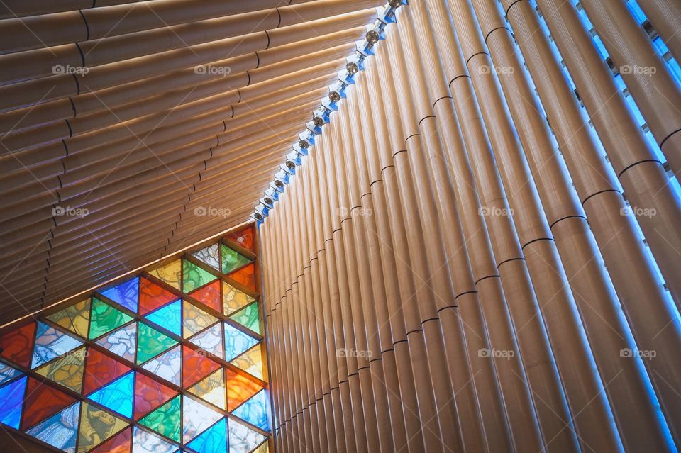 The Cardboard Cathedral. A temporary church built from recycled materials to serve the city as the historical cathedral is being repaired from earthquake damage. Christchurch, New Zealand 