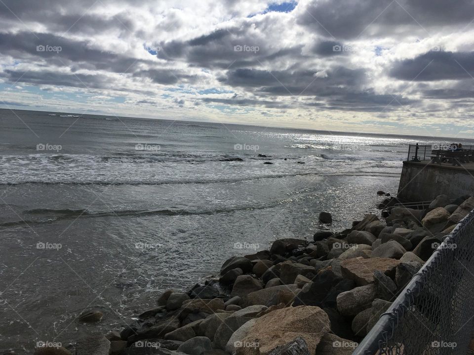 Coastal waves on Wells Beach, ME 