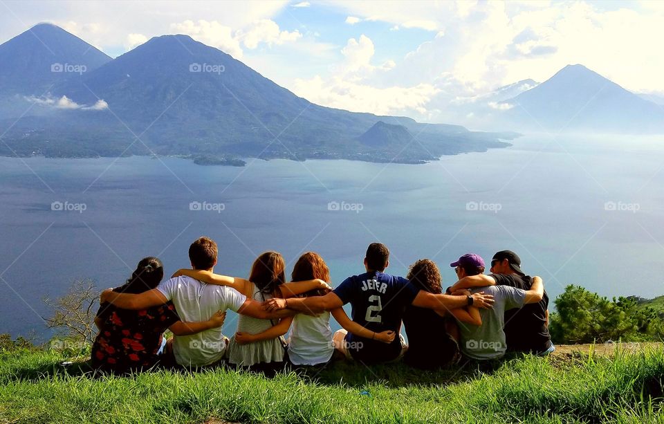 Dear friends and family looking over Lake Atitlán in Guatemala.