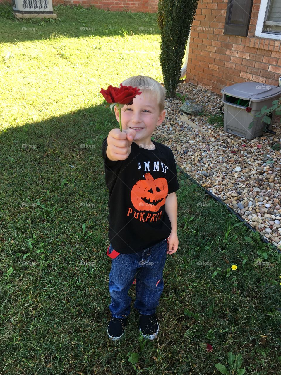 Pumpkin and a flower for mom 